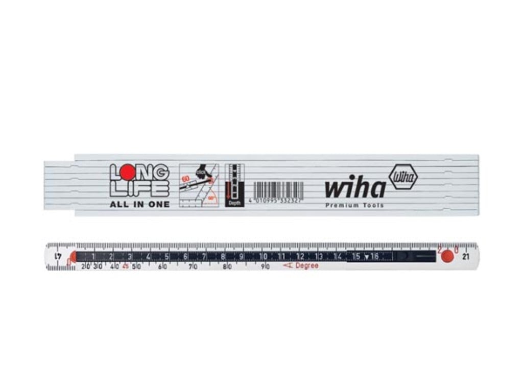 Wiha Duimstok Longlife® All in One 2 m metrisch, 10 delen (33232) wit
