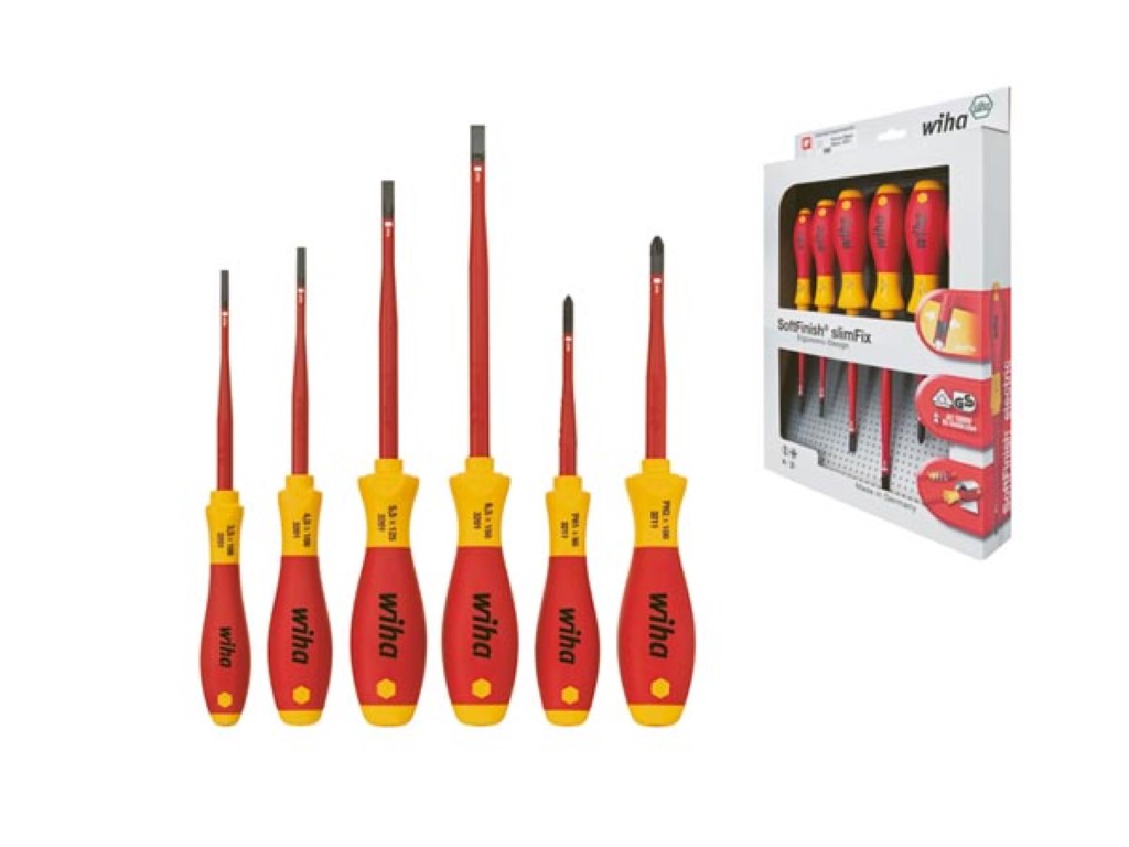 Velleman Wiha Schroevendraaierset SoftFinish electric slimFix sleufkop Phillips 6-delig (35389)
