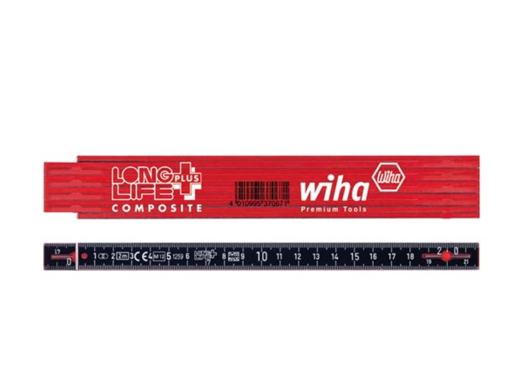 Velleman Wiha Duimstok LongLife Plus Composite 2 m metrisch 10 delen (37067) rood zwart