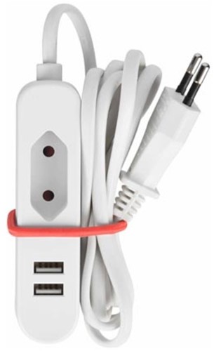 STEKKERDOOS MET 1 EUROSTEKKER EN 2 USB-POORTEN - IDEAAL VOOR OP REIS