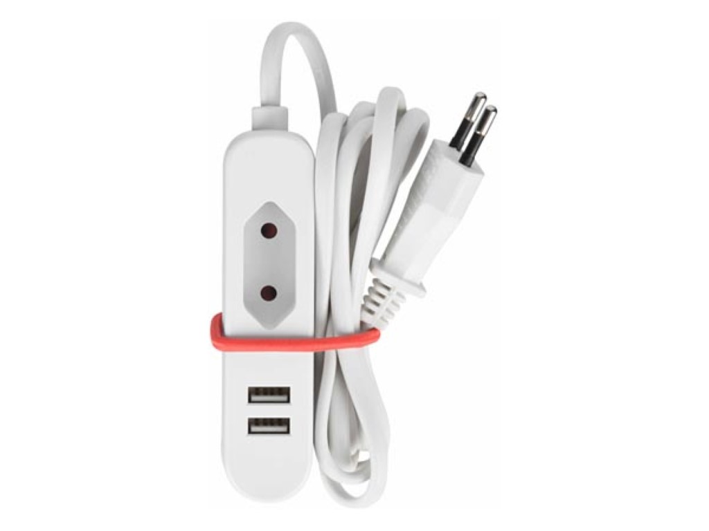STEKKERDOOS MET 1 EUROSTEKKER EN 2 USB-POORTEN - IDEAAL VOOR OP REIS afbeelding